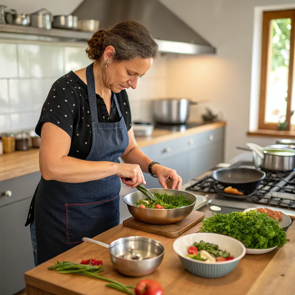 Linda cooking at ZERAVONITH