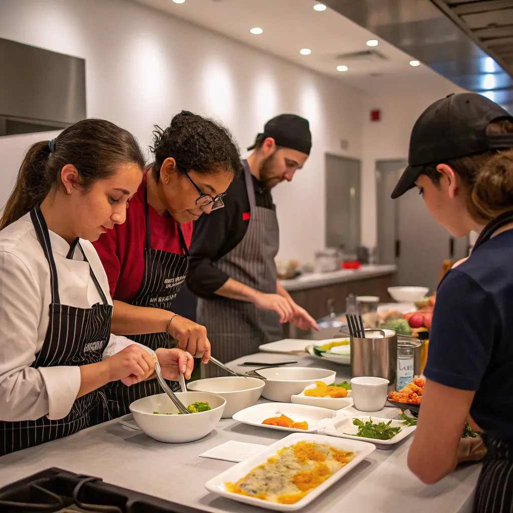 Cooking class in action