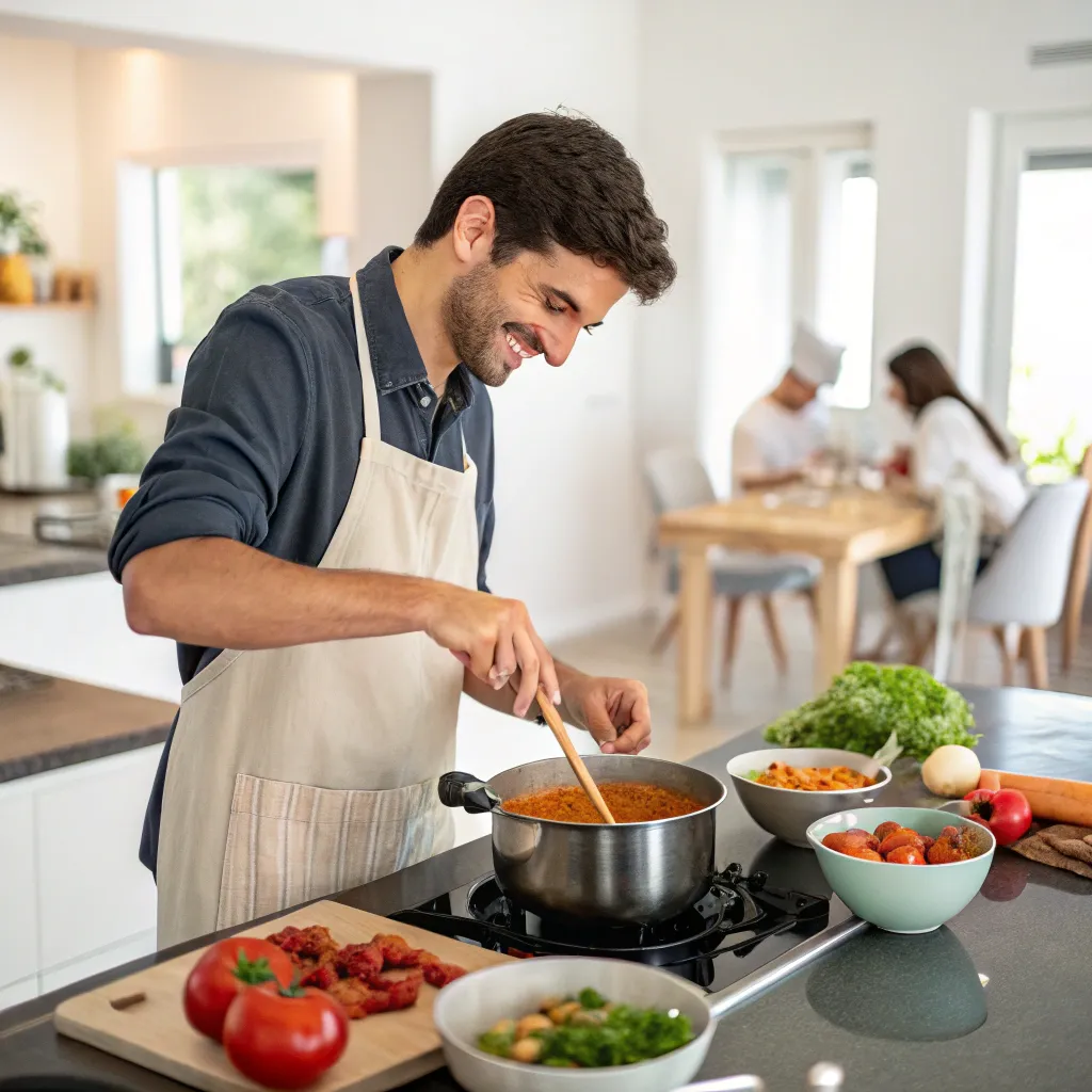 Samuel enjoying cooking at ZERAVONITH